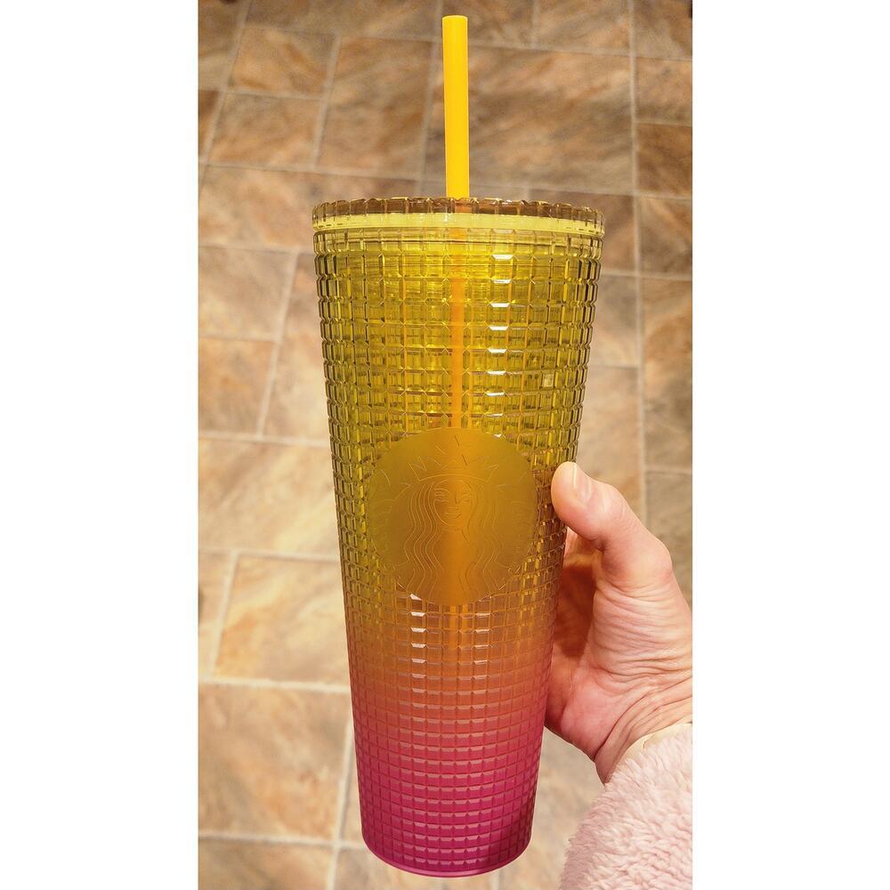 Starbucks 2022 Summer Studded Tumbler 24oz Pink Yellow Ombre NWT